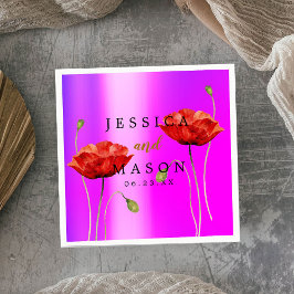 Serviette En Papier Élégante Fleurs violettes Mariage Cocktail serviet