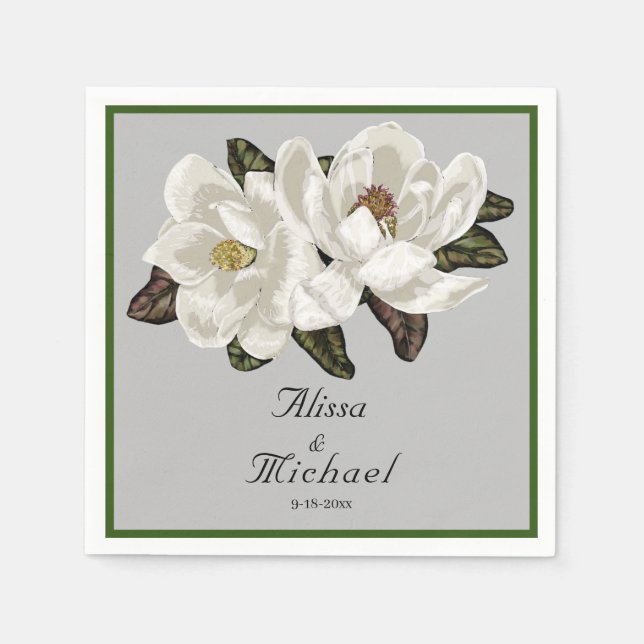 Serviette En Papier Élégante floraison de Magnolia (Devant)