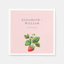 Serviette En Papier Elégante fraise et pivoines Personnalisé