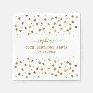 Serviette En Papier Elégante Gold Stars 50e fête d'anniversaire