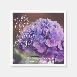 Serviette En Papier Elégante Hydrangea Christian Mothers Day Verse