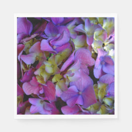 Serviette En Papier Élégante Magenta Purple bleu Hydrangée fleurs