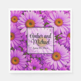Serviette En Papier Élégante marguerite florale magenta rose foncé