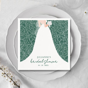 Serviette En Papier Élégante mariée sur la Fête des mariées verte
