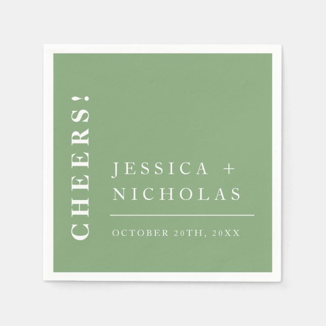 Serviette En Papier Élégante minimale Pistache Mariage moderne (Devant)