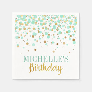 Serviette En Papier Elégante Monnaie Moderne Or Confetti Fille Anniver