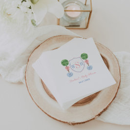 Serviette En Papier Élégante Monogram Crest Girl Baby shower Party