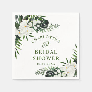 Serviette En Papier Elégante Orchidées Blanches FÊTE DES MARIÉES bohèm