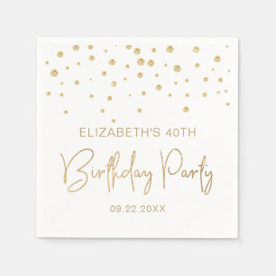 Serviette En Papier Elégante Parties scintillant d'or Confetti 40e Ann