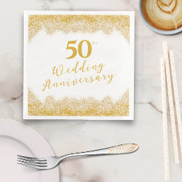 Serviette En Papier Elégante Parties scintillant d'or Faux 50e anniver