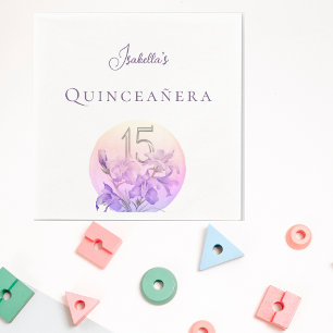 Serviette En Papier Elégante Pastel Floral Quinceanera Party