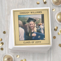 Élégante photo Black and Gold Faux Foil Graduation