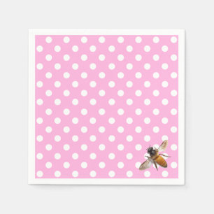 Serviette En Papier Elégante pois rose classique motif miel abeille