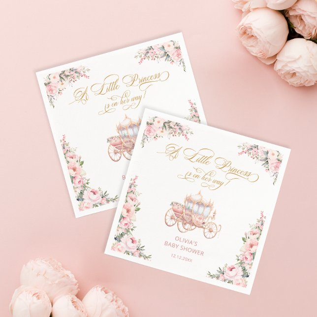 Serviette En Papier Élégante Princesse Blush Baby shower Floral Rose (Créateur téléchargé)