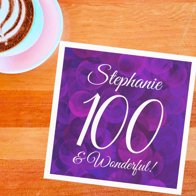 Serviette En Papier Elégante Purple 100 et merveilleuse fête d'anniver (Créateur téléchargé)