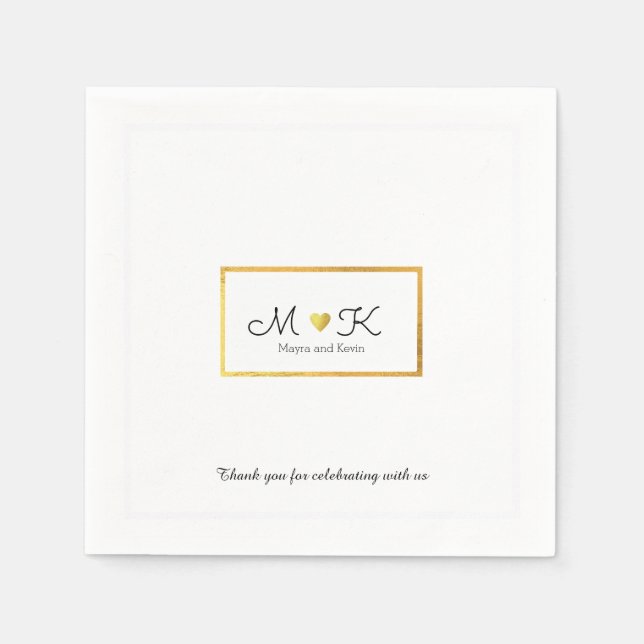 Serviette En Papier Elégante Réception de mariage Blanc (Devant)