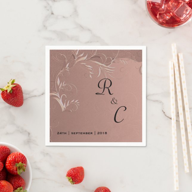 Serviette En Papier Elégante Réception de mariage Rose Gold (En situation)