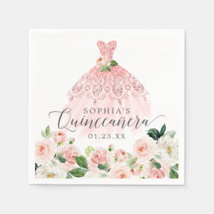 Serviette En Papier Élégante robe florale Quinceanera