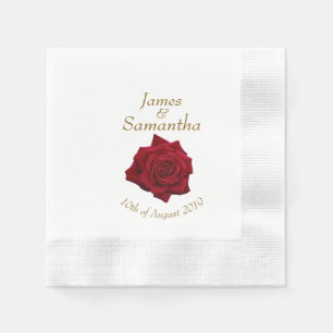 Serviette En Papier Élégante Rose rouge - Mariage