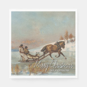 Serviette En Papier Élégante scène Vintage de l'hiver
