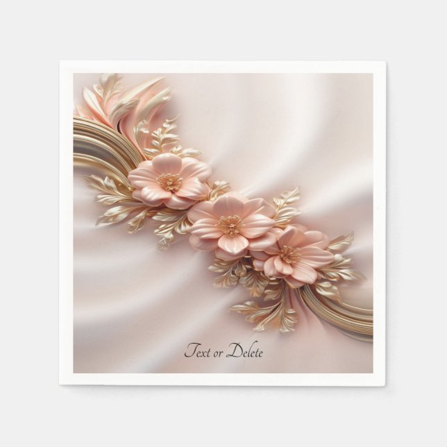 Serviette En Papier Élégante Serviette Florale De Pêche Orange (Devant)