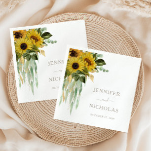 Serviette En Papier Élégante Serviette Mariage Taupe Tournesol