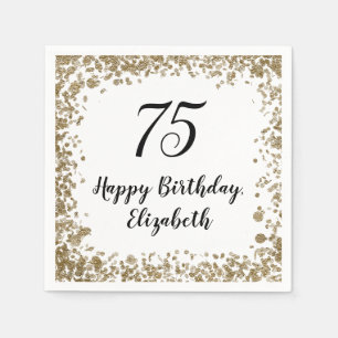 Serviette En Papier Élégante Serviettes 75ème Anniversaire Avec Séquin