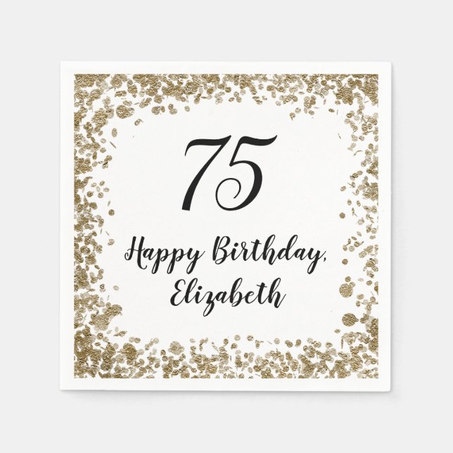 Serviette En Papier Élégante Serviettes 75ème Anniversaire Avec Séquin (Devant)
