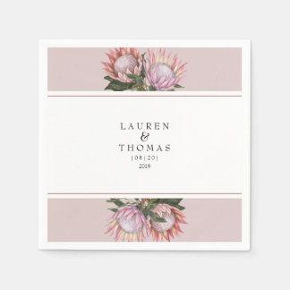 Serviette En Papier Élégante serviettes de fleurs de protéa king