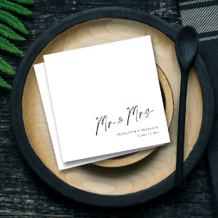 Serviette En Papier Élégante serviettes de mariage personnalisées M. e