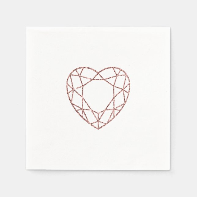 Serviette En Papier Élégante serviettes mariage coeur or rose (Devant)