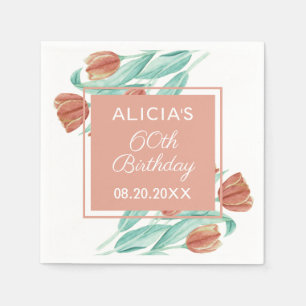 Serviette En Papier Elégante Tulipe Brown Printemps 60e anniversaire