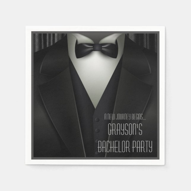 Serviette En Papier Élégante Tuxedo Formal Bachelor Party (Devant)