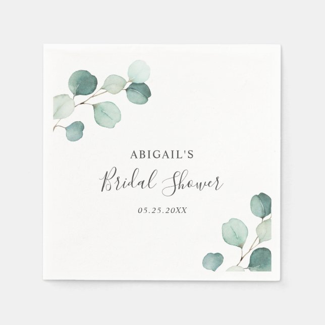 Serviette En Papier Elégante verdure Fête des mariées Eucalyptus rusti (Devant)