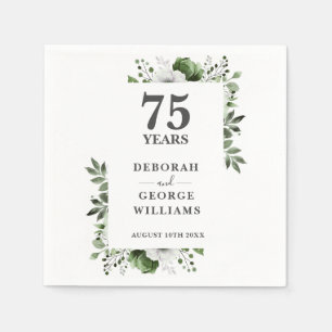 Serviette En Papier Élégante verdure Florale 75e anniversaire du Maria