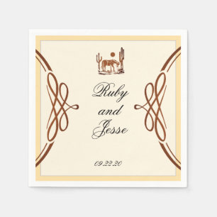 Serviette En Papier Élégante Western Dark Brown Mariage
