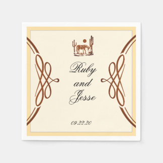 Serviette En Papier Élégante Western Dark Brown Mariage
