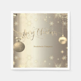Serviette En Papier Élégantes boules d'or Snowflakes Étoiles
