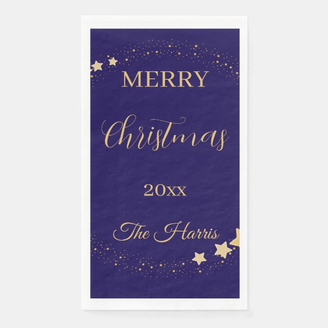 Serviette En Papier Élégantes étoiles de Noël modernes (Devant)