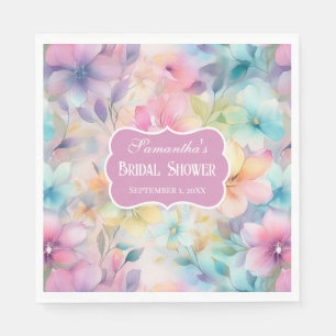 Serviette En Papier Élégantes Fleurs Aquarelle Pastel Shower de Mariag