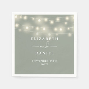 Serviette En Papier Élégantes guirlandes lumineuses vert sauge mariage