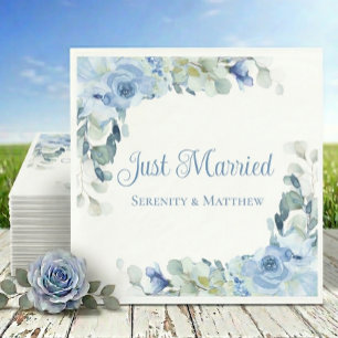 Serviette En Papier Élégantes Roses Bleues de l'Aquarelle Florale Just