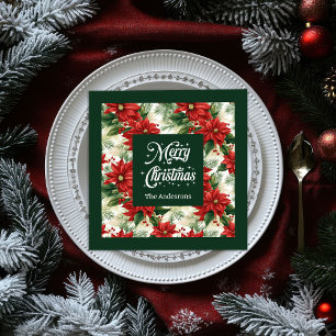 Serviette En Papier Élégantes serviettes de Noël Rouge Vert Nom person