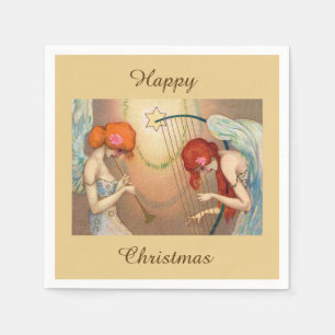 Serviette En Papier Elegants Anges & Musique Joyeux Noël