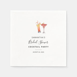 Serviette En Papier Élégants cocktails aquarelle enterrement de vie de
