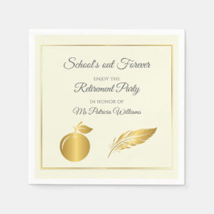Serviette En Papier Élégants Enseignants Golden Pastel Retraite Party