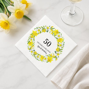 Serviette En Papier Élégants jonquilles de printemps Floral 50e annive
