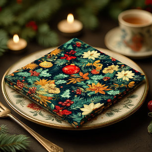 Serviette En Papier Élégants ornements de Noël et dîner de feuillage