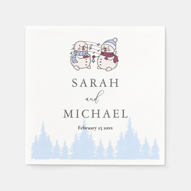 Serviette En Papier Élégants Snowflakes Winter Wonderland (Devant)