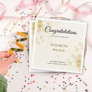 Serviette En Papier ElegantScript Retraite Party Gold Confetti Invité